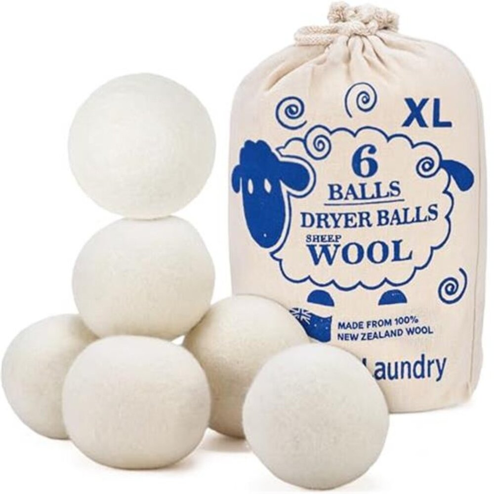 New Zealand Wool Dryer Balls Reusable Natural Fabric Softener 6 Pack